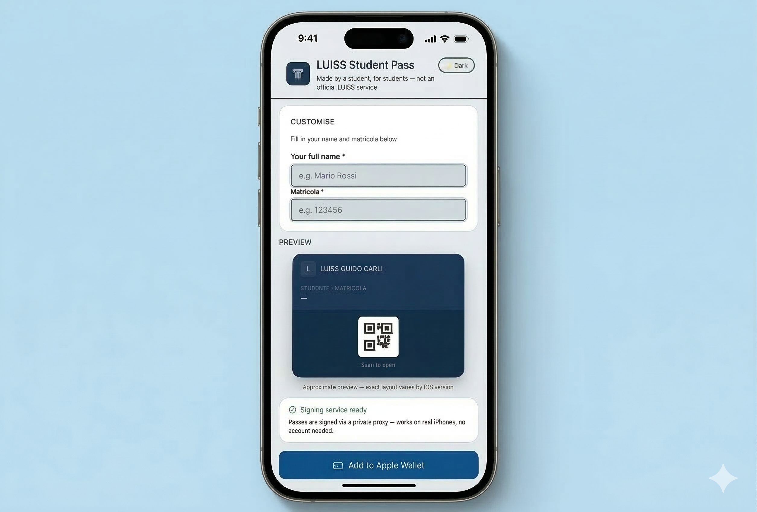 LUISS-badge wallet integration preview